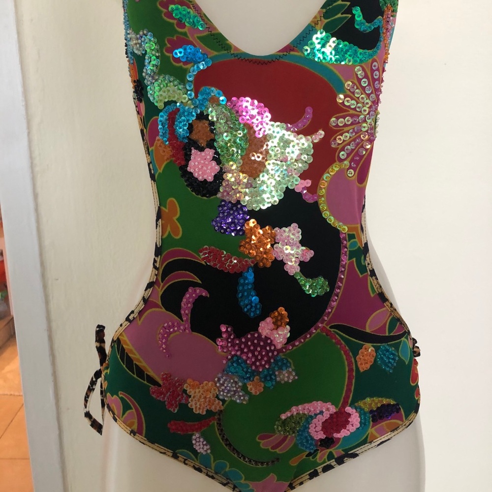 Swimsuit unique designer one piece small